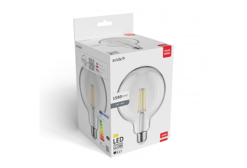 Avide Value LED G125 Filament Globe E27 12W WW 3000K