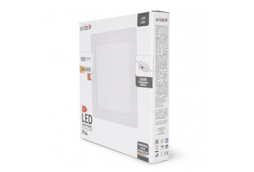 Avide LED Ceiling Lamp Recessed Panel Square ALU 12W CCT IP44/IP44