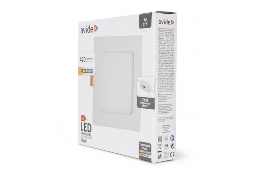 Avide LED Ceiling Lamp Recessed Panel Square ALU 6W CCT IP44/IP44