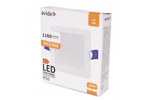 Plafonieră LED 12W NW încastrabilă pătrată plastic Avide