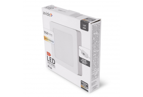 Avide LED Ceiling Lamp Surface Mounted Panel Square ALU 12W CCT IP44/IP20