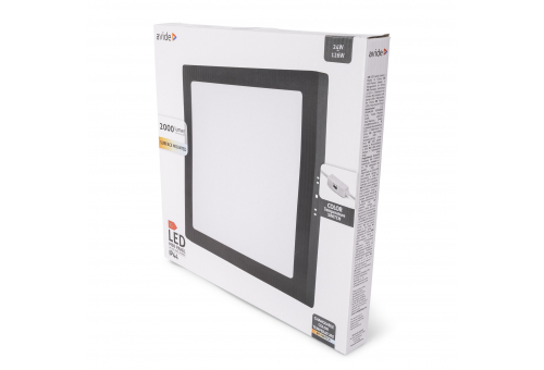 Avide LED Ceiling Lamp Surface Mounted Panel Square ALU 24W CCT IP44/IP20 Black